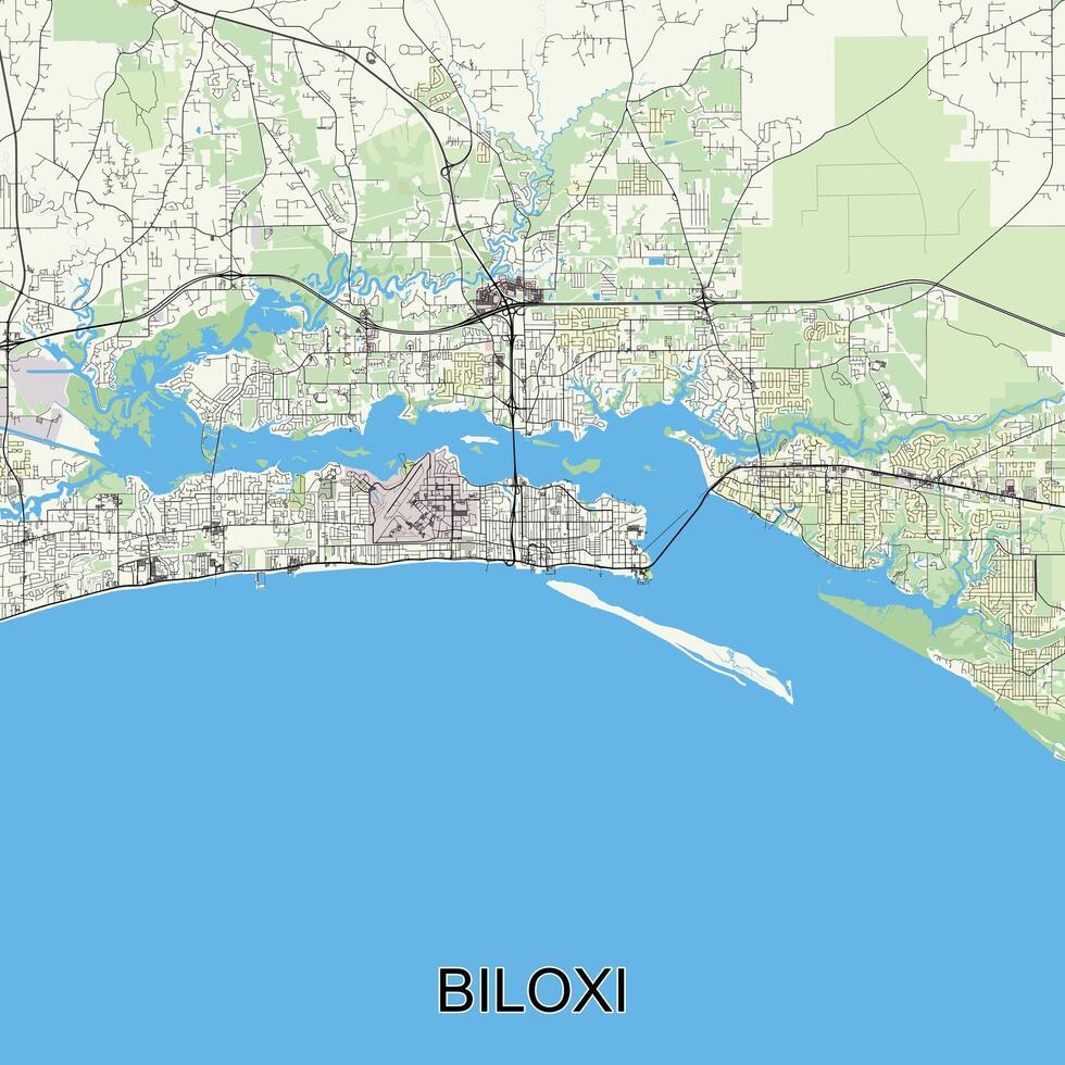Biloxi Mississippi United States - Biloxi Mississippi United States Map Poster Art Vector