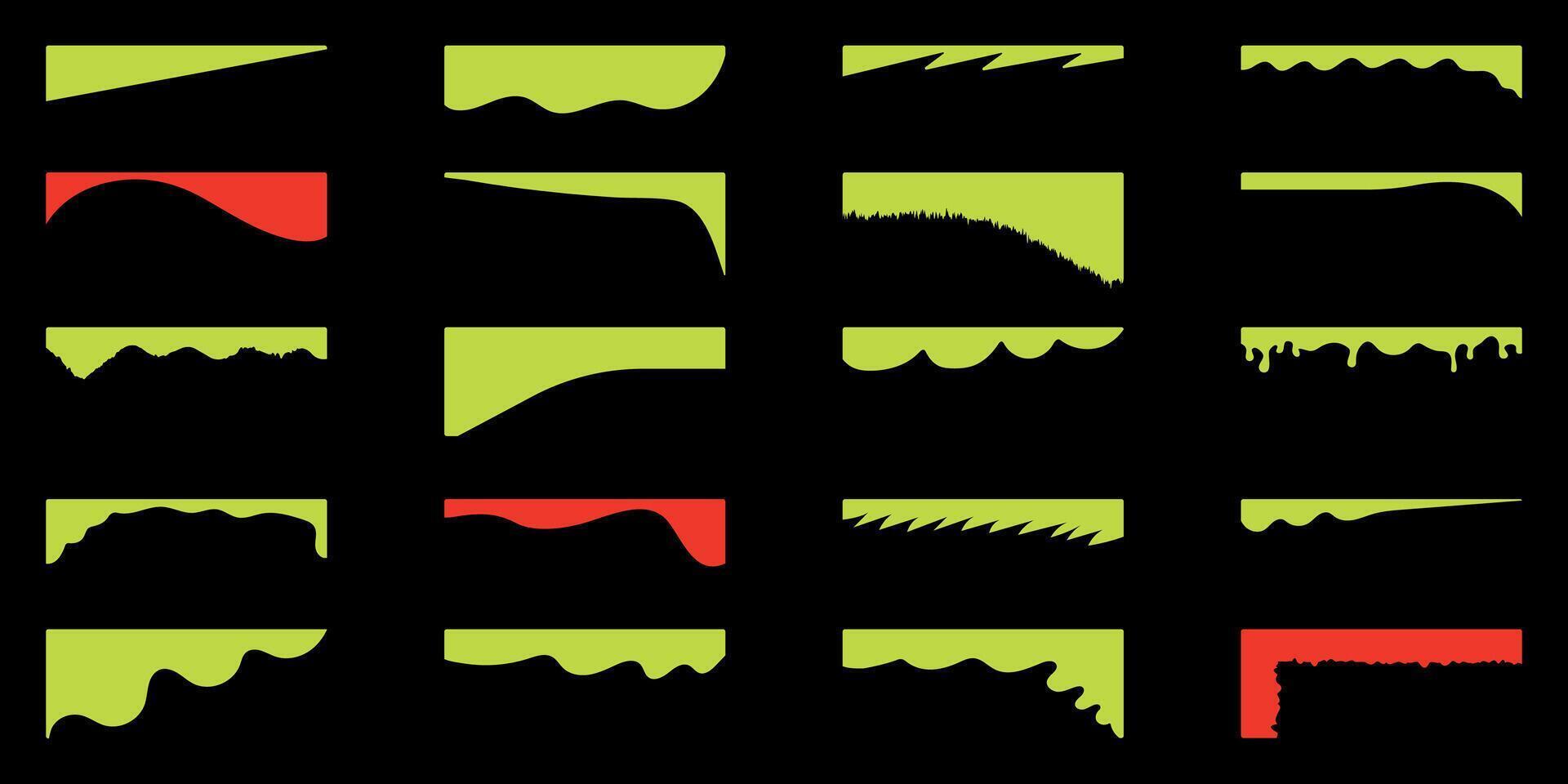 Geometric Neon Website border and separator headers. Organic Web page. Divider shapes for web page. Abstract Curve Set for Banners, Posters, website and App. Dividers shapes and headers. vector