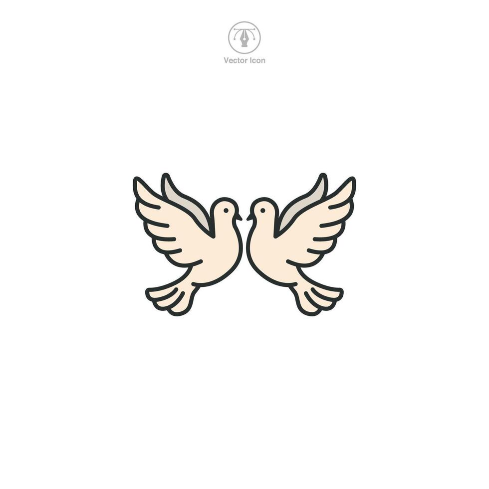 Pair of Dove Icon symbol illustration isolated on white background vector