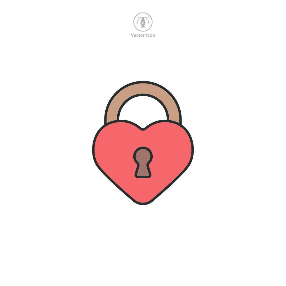 Heart with Lock Icon symbol illustration isolated on white background vector