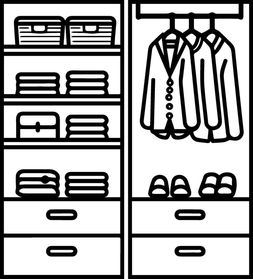 Closet black line icon style illustration vector