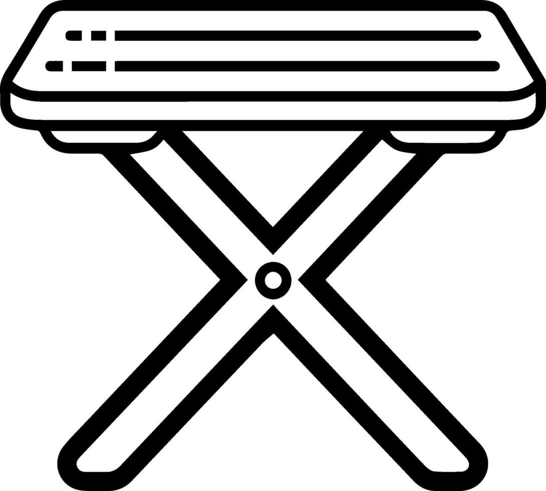 Camping picnic table stool icon line style vector
