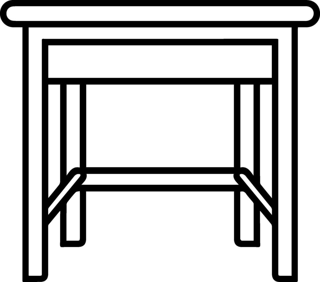 Camping picnic table stool icon line style vector