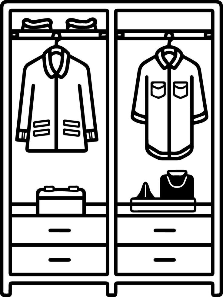 Closet black line icon style illustration vector
