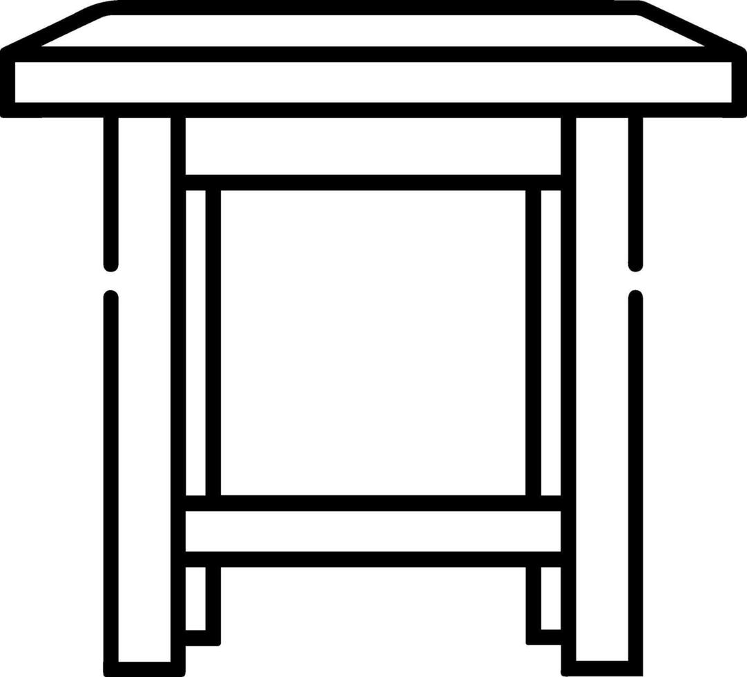 Camping picnic table stool icon line style vector