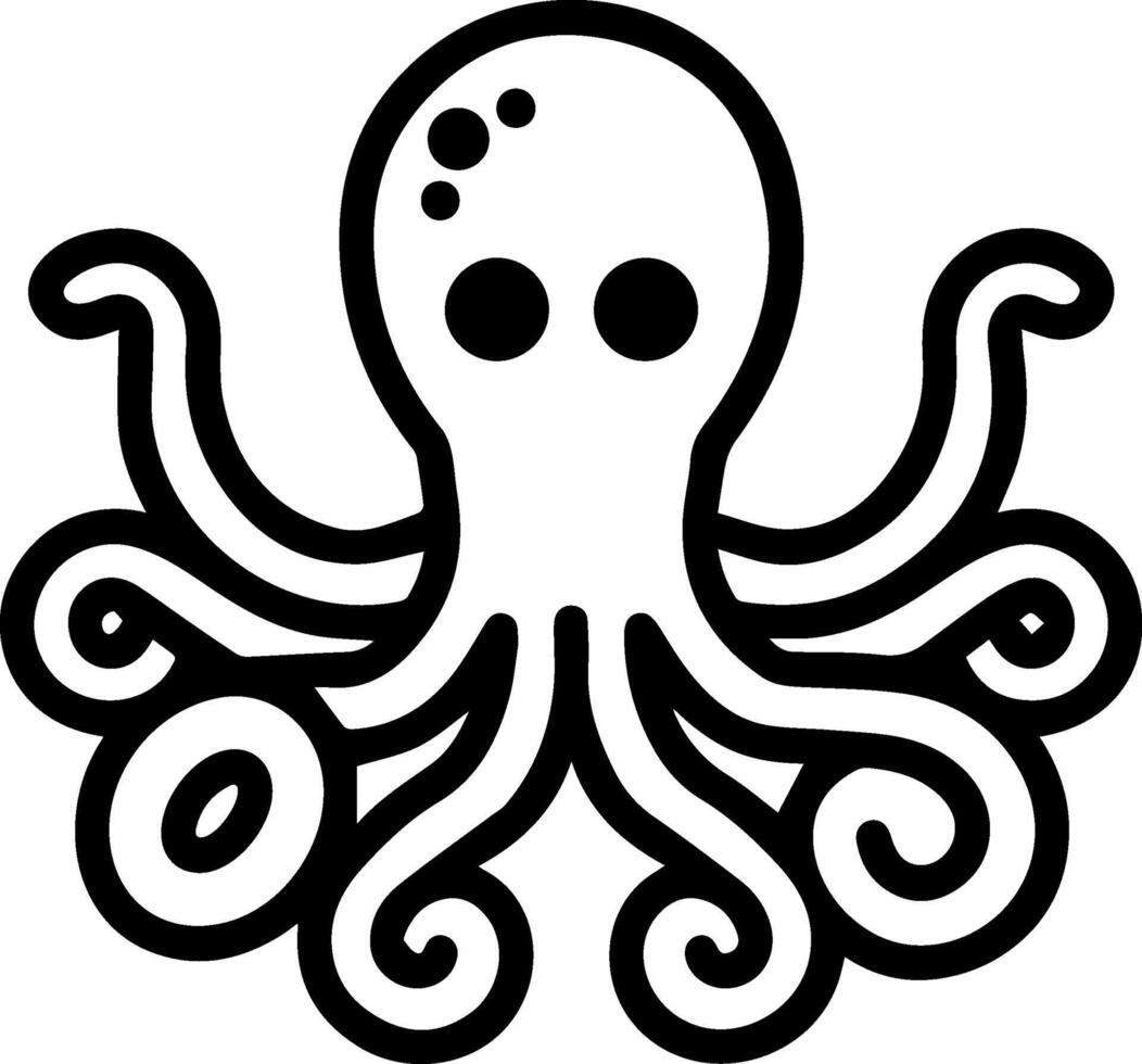 Octopus cute icon line style vector