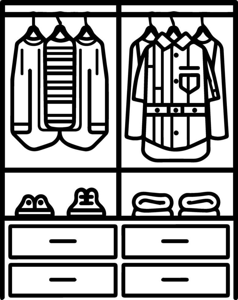Closet black line icon style illustration vector
