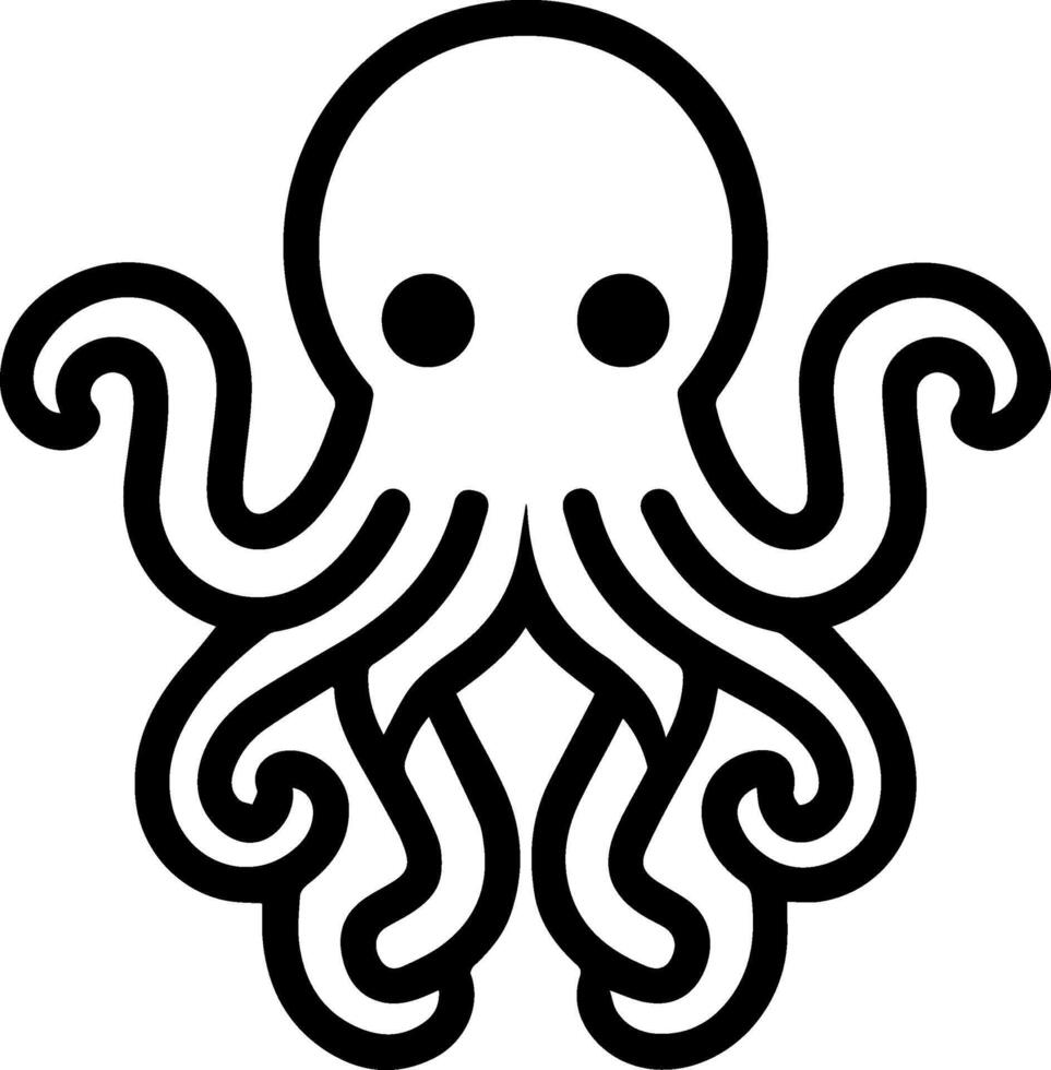 Octopus cute icon line style vector
