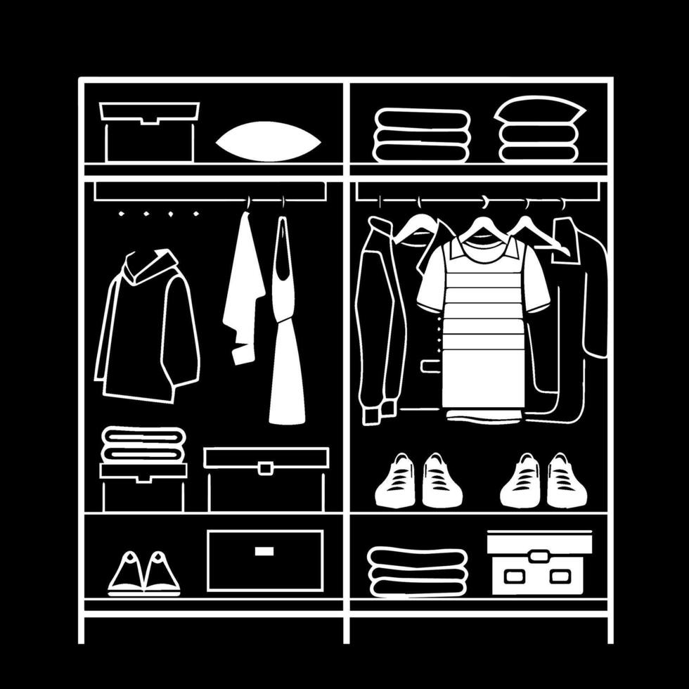 Closet black line icon style illustration vector