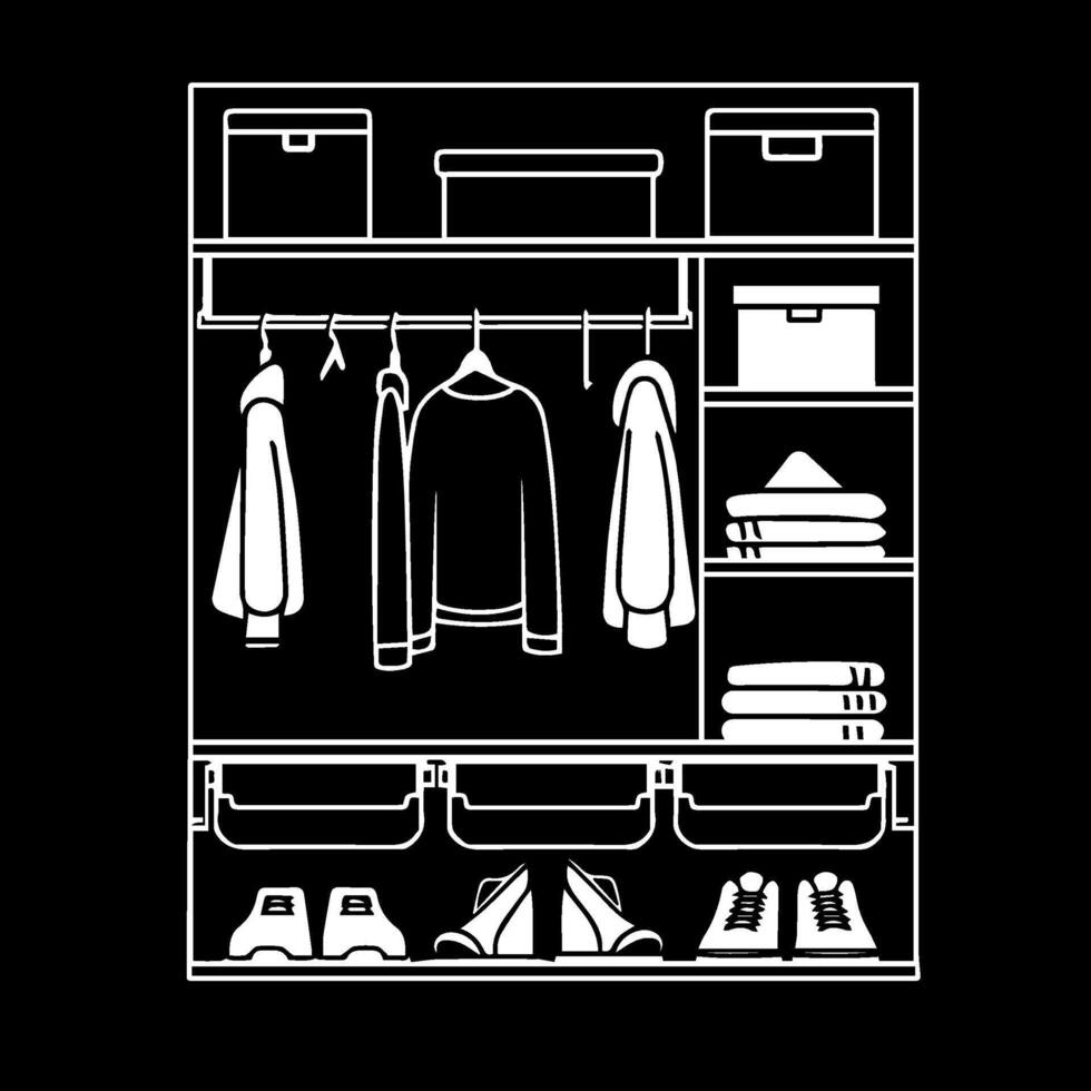 Closet black line icon style illustration vector