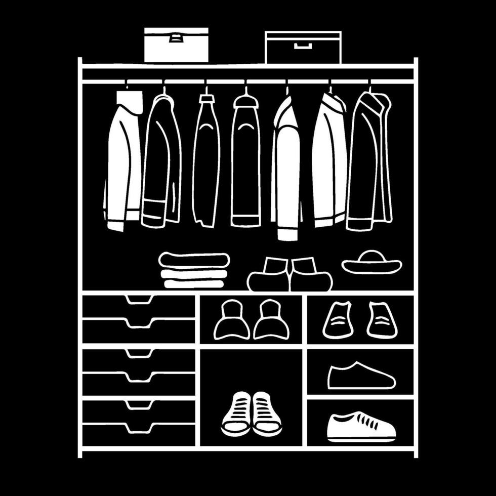 Closet black line icon style illustration vector