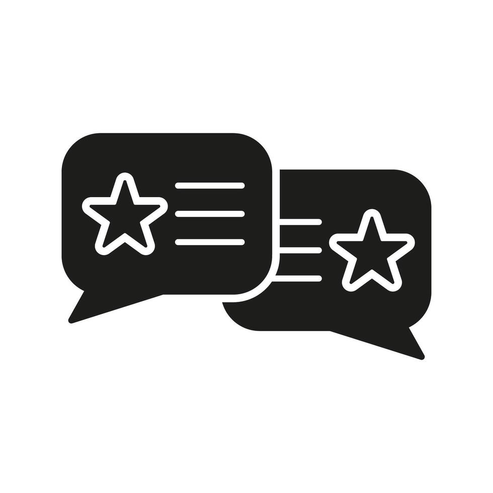 Customer Rating Silhouette Icon. Feedback, Stars With Speech Bubble Glyph Pictogram. Online Service Review Solid Sign. Dialog, Chat Communication Symbol. Isolated Illustration vector