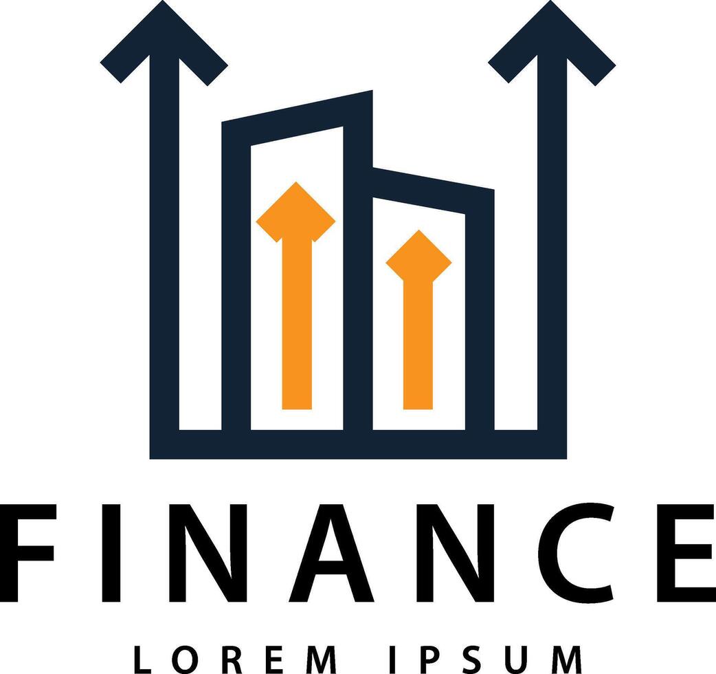 financial logo, building and arrow combination logo vector