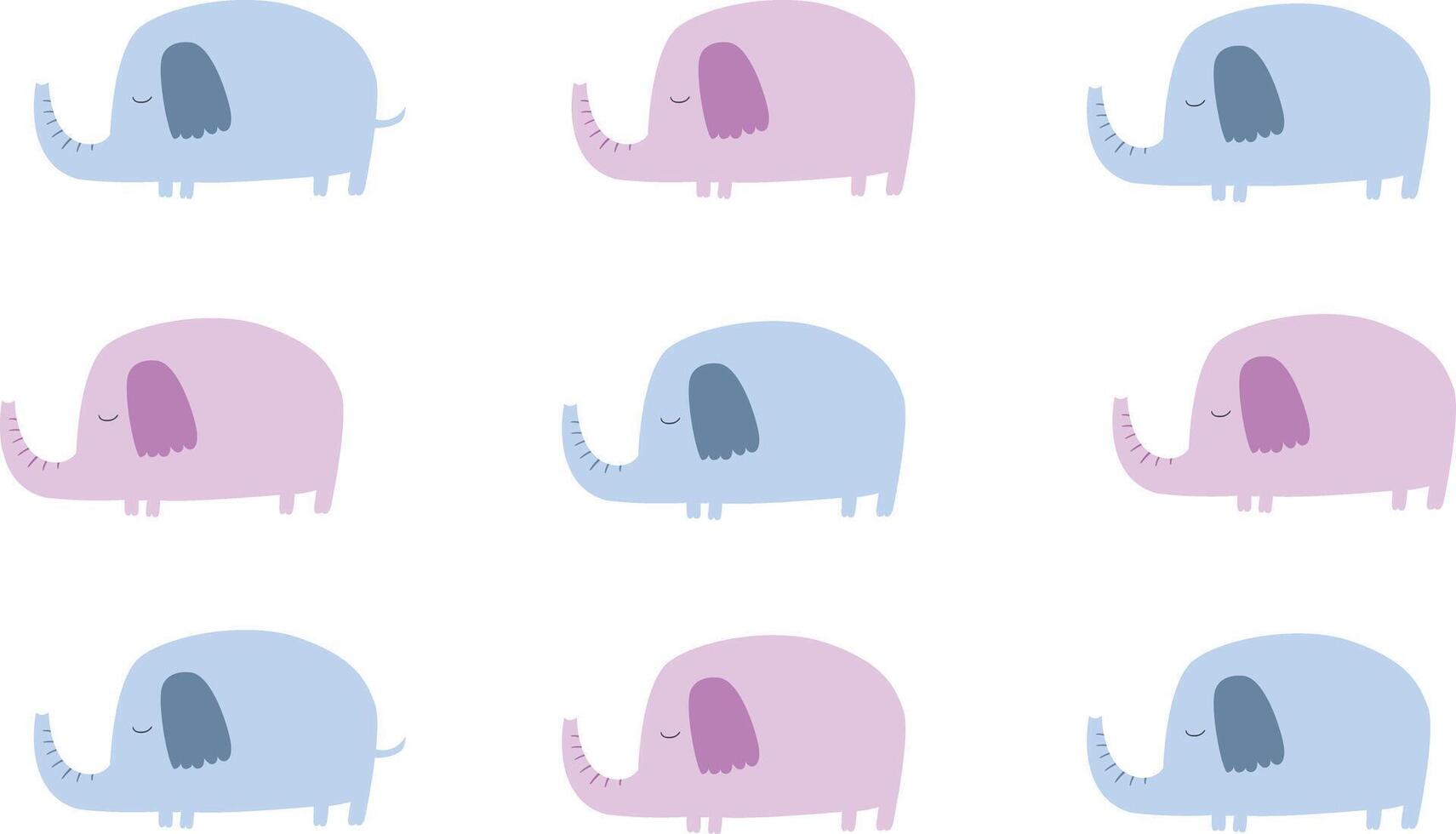 Elephant pattern blue and pink isolated vector
