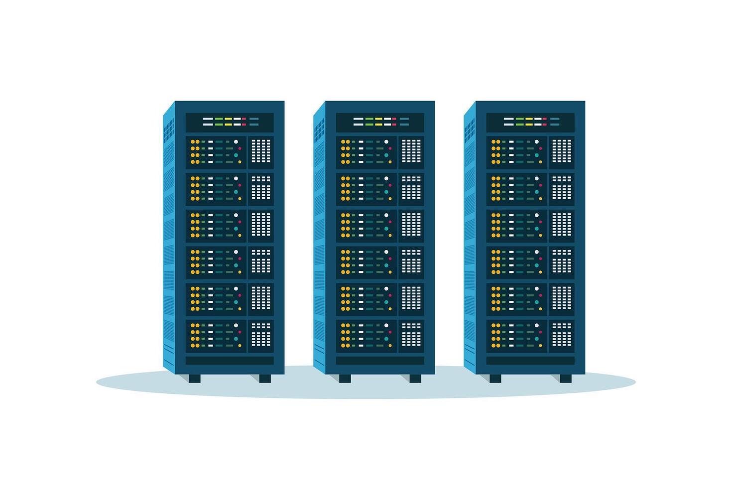 Server room isolated on white background. Cloud system concept. data center. data storage. vector