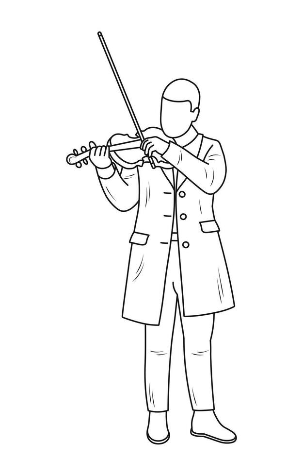 Violinist playing violin, silhouette sketch vector