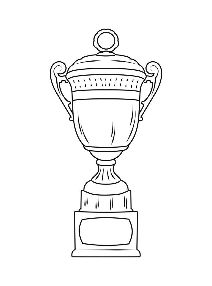 Sketch of trophy, goblet, cup, chalice. Victory symbol vector