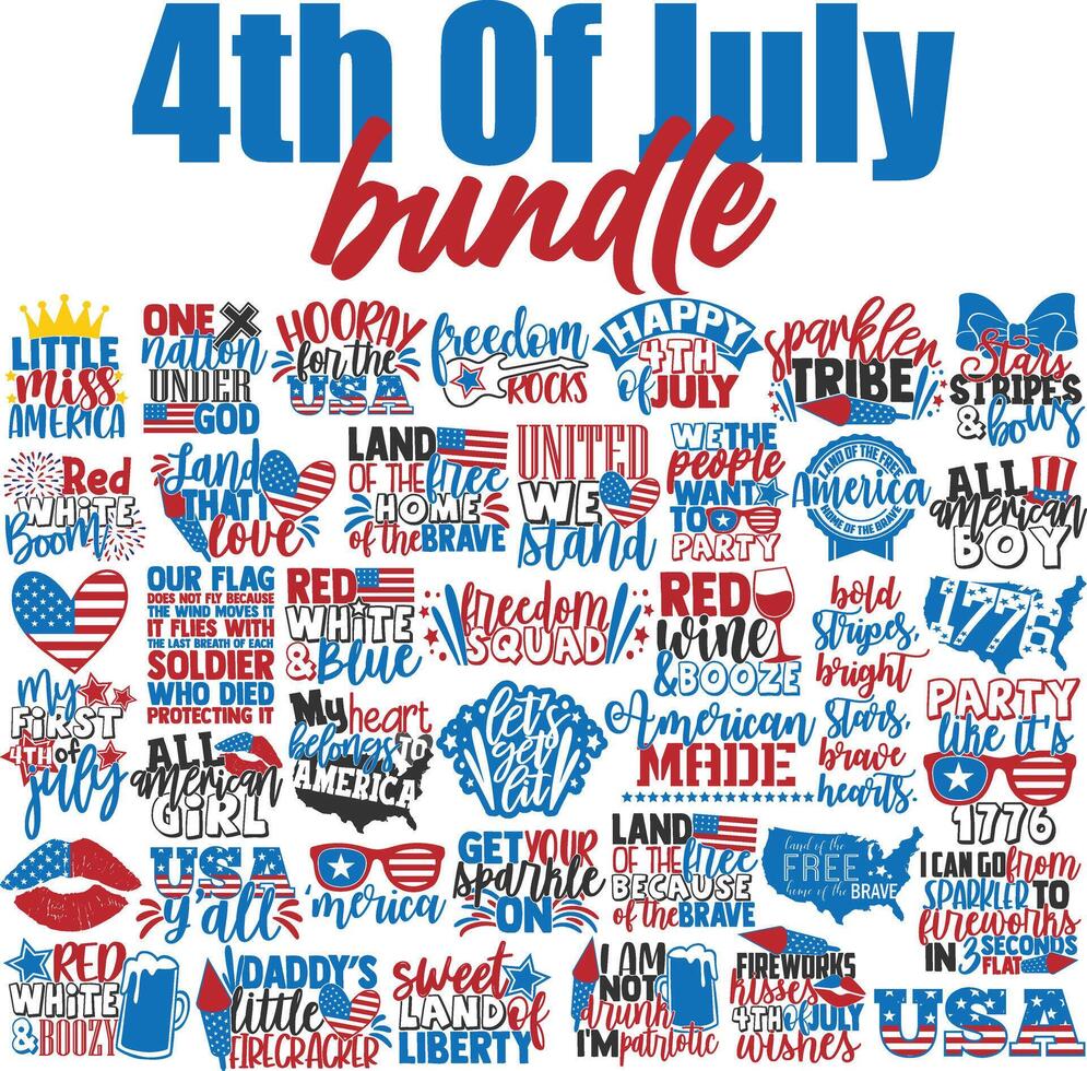 4th Of July Quotes Designs Bundle vector