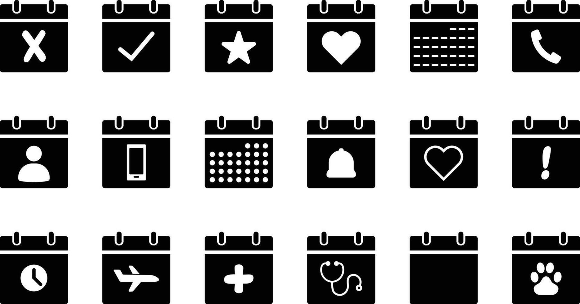 Black and White Calendar Icons vector