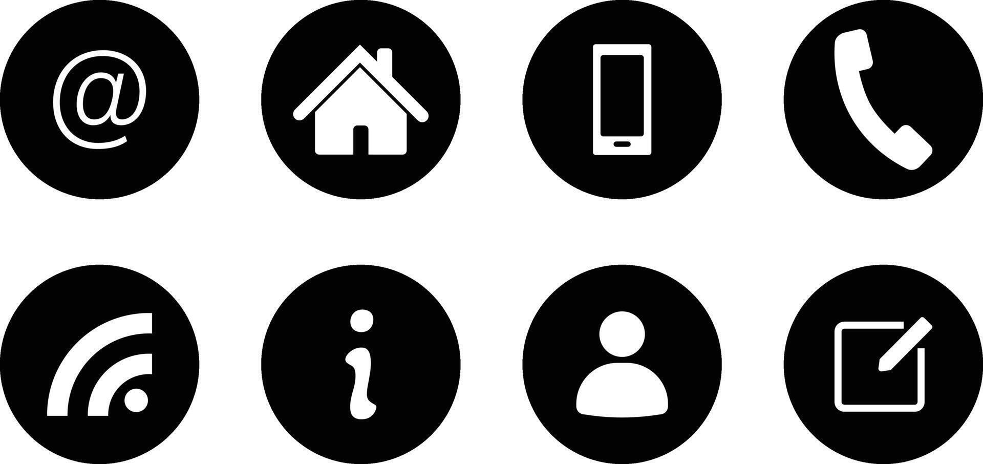 Basic Contact Icons Black and White vector