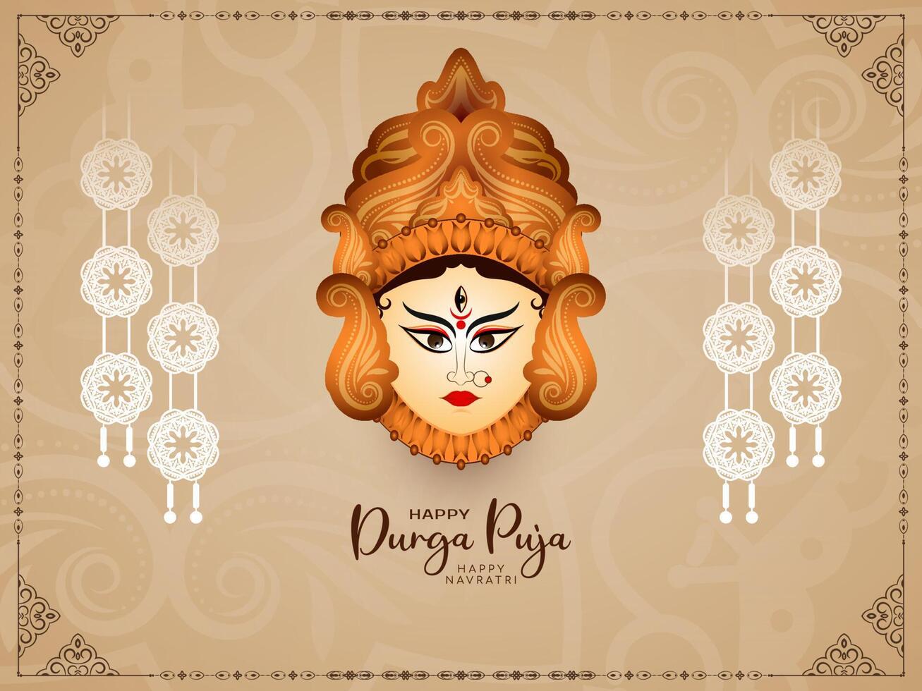 Traditional Durga Puja and Happy navratri indian religious festival background vector