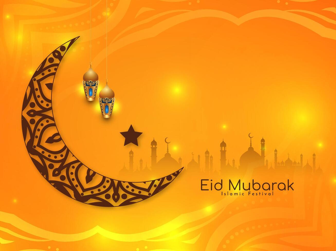 Eid Mubarak religious muslim festival decorative background design vector