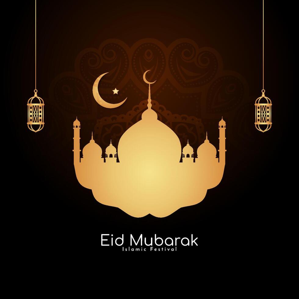 Eid Mubarak religious muslim festival greeting background design vector
