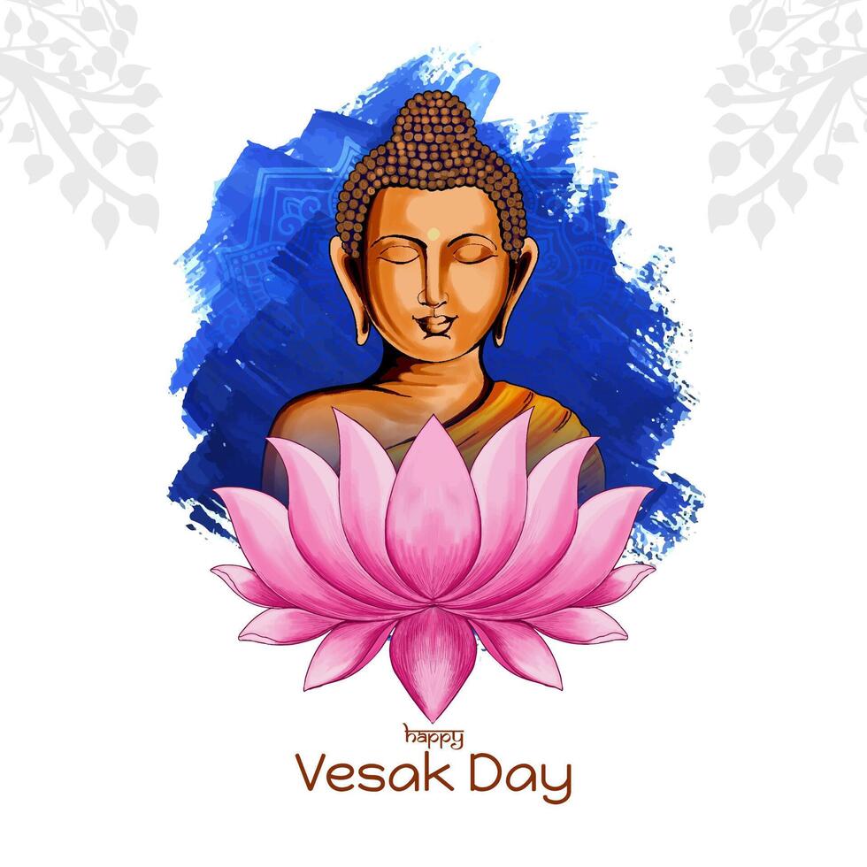Happy Buddha purnima or Vesak day festival greeting card vector