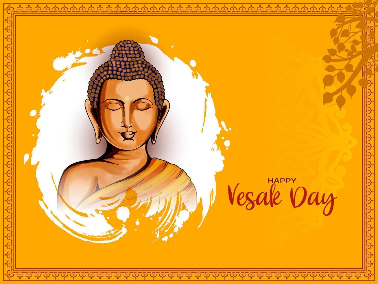 Happy Buddha purnima or Vesak day festival greeting card vector