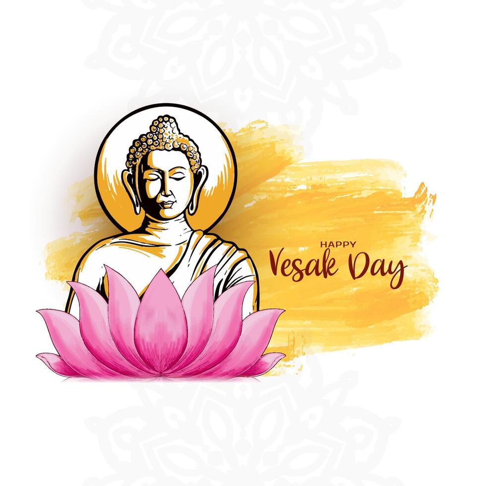 Beautiful Happy Vesak day or buddha purnima festival card design vector