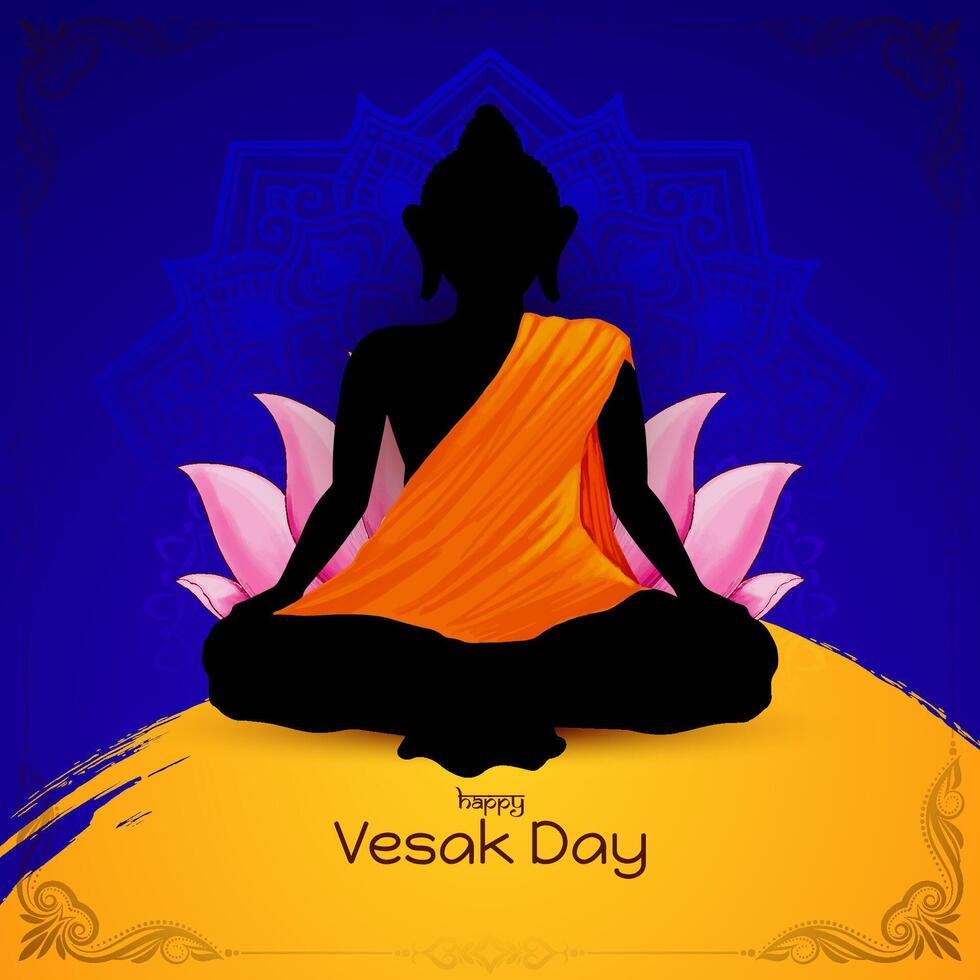 Beautiful Happy Vesak day or buddha purnima festival card design vector