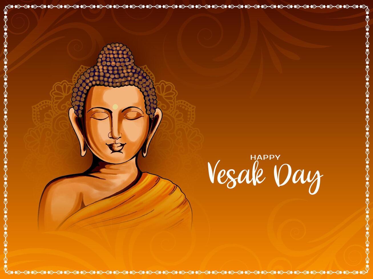 Happy Buddha purnima or Vesak day festival greeting card vector