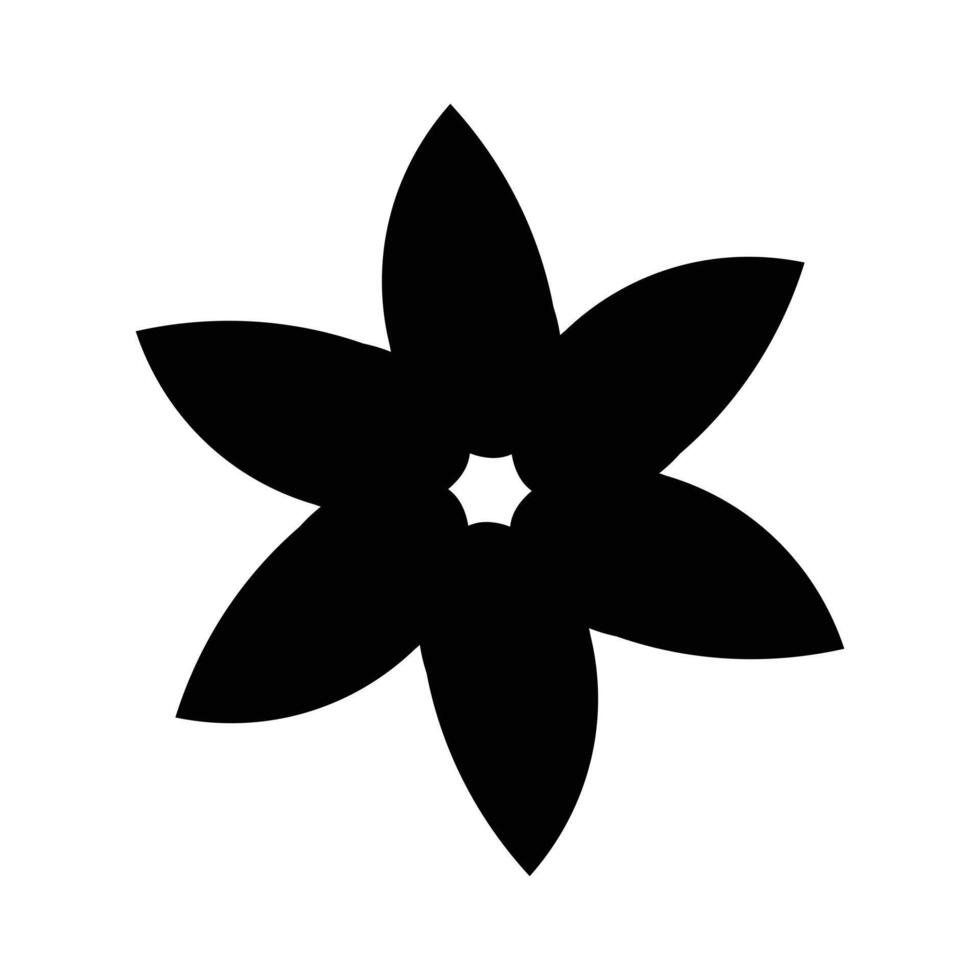 Set of flat flower icons in silhouette isolated on white. Simple retro designs in black and white. vector