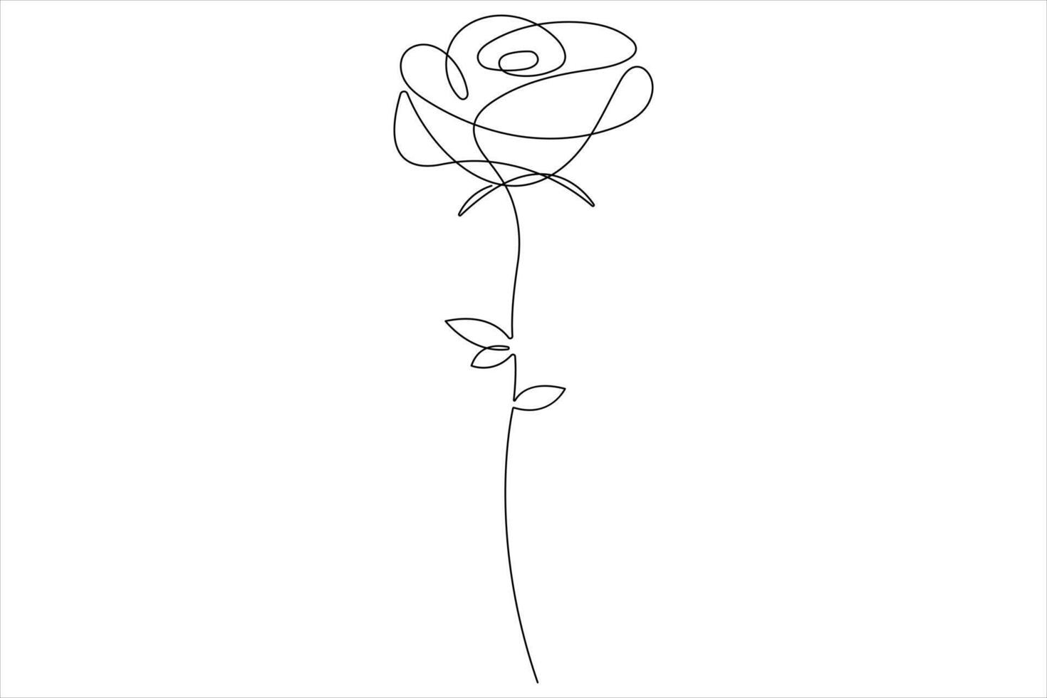Rose flower continuous one line art drawing of outline illustration Rose day, valentine day concept vector