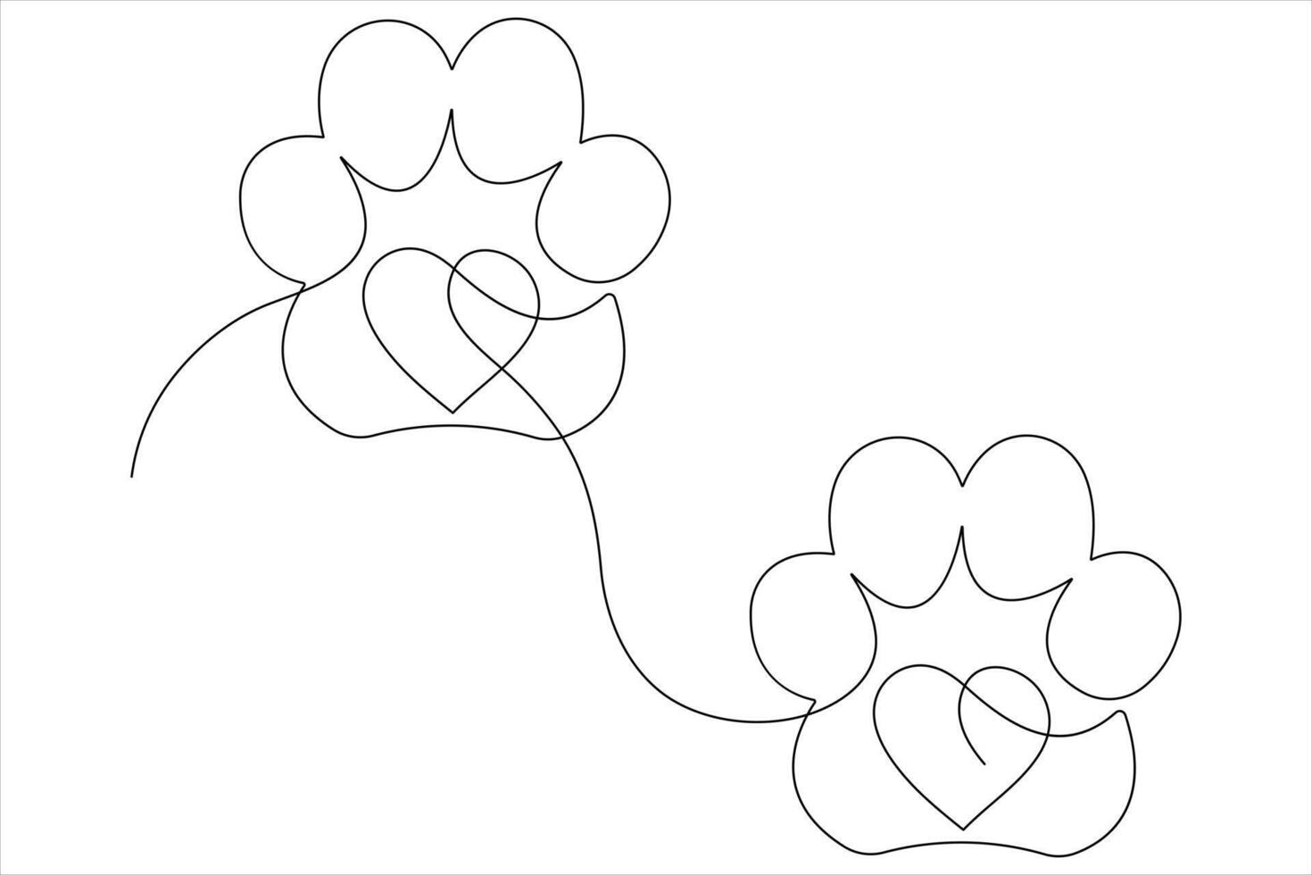 Cat paw in continuous one line art drawing of pet animal foot print concept outline vector