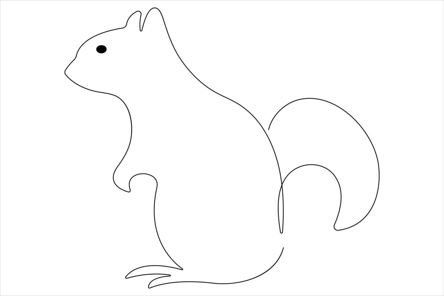 One Continuous line art drawing of squirrel illustration vector