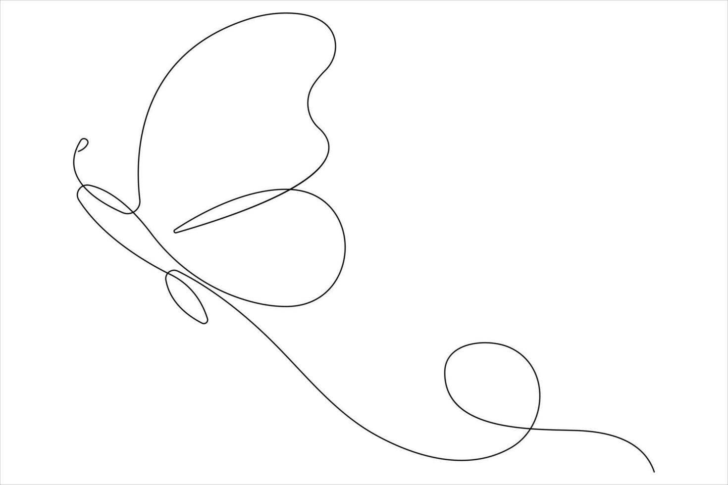Continuous one line art drawing of butterfly design minimalism outline art illustration vector