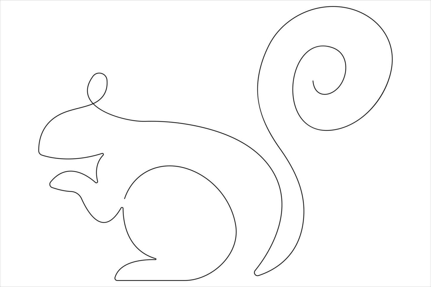 One Continuous line art drawing of squirrel illustration vector