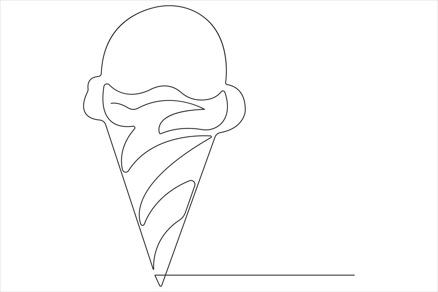 Continuous one line art drawing of delicious and cool fresh ice cream, minimalism design outline vector