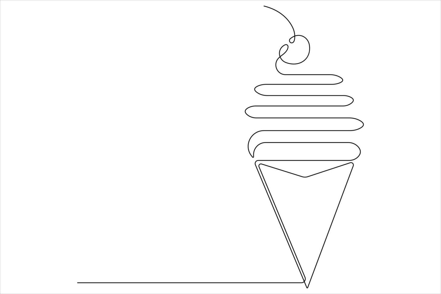Continuous one line art drawing of delicious and cool fresh ice cream, minimalism design outline vector