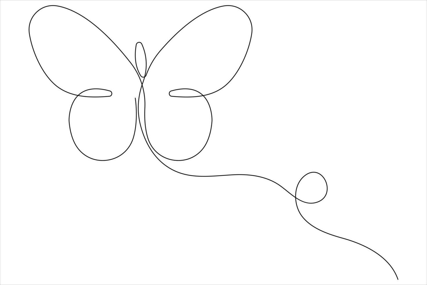 Continuous one line art drawing of butterfly design minimalism outline art illustration vector