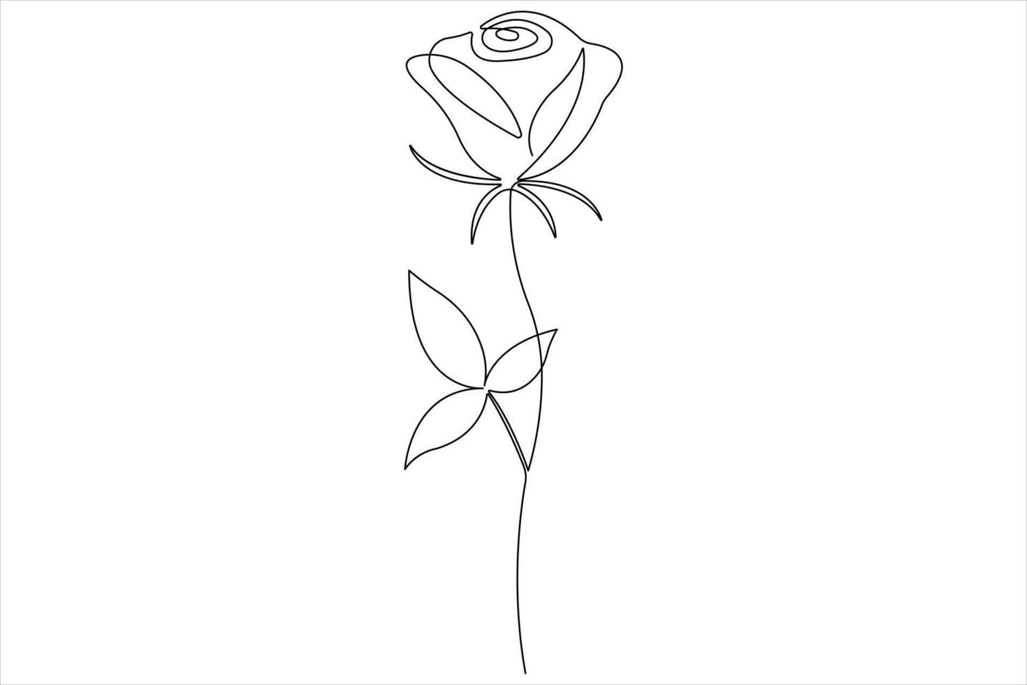 Rose flower continuous one line art drawing of outline illustration Rose day, valentine day concept vector