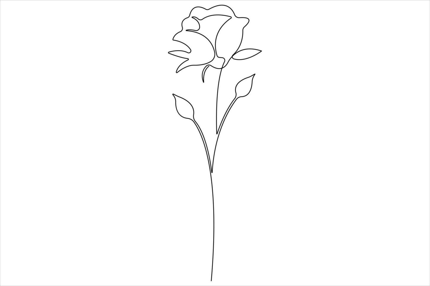 Rose flower continuous one line art drawing of outline illustration Rose day, valentine day concept vector