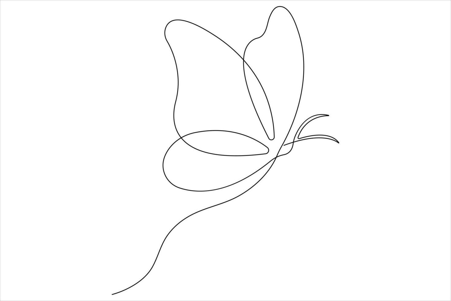 Continuous one line art drawing of butterfly design minimalism outline art illustration vector