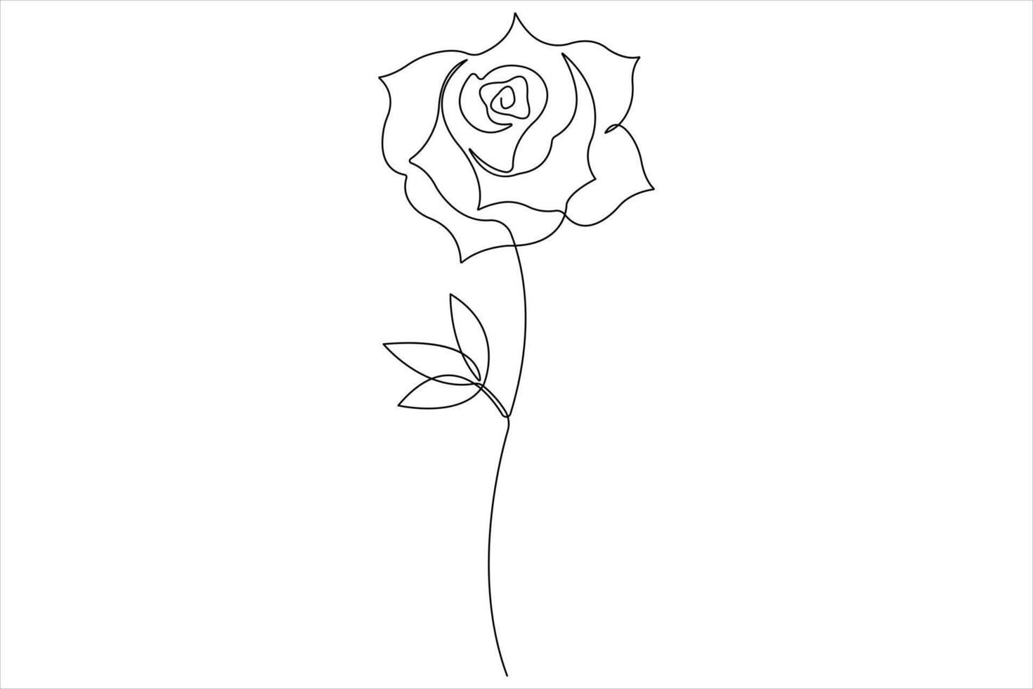 Rose flower continuous one line art drawing of outline illustration Rose day, valentine day concept vector