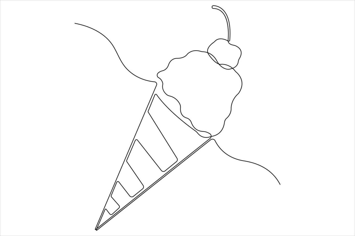 Continuous one line art drawing of delicious and cool fresh ice cream, minimalism design outline vector