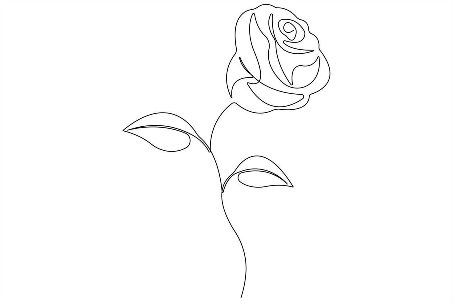 Rose flower continuous one line art drawing of outline illustration Rose day, valentine day concept vector