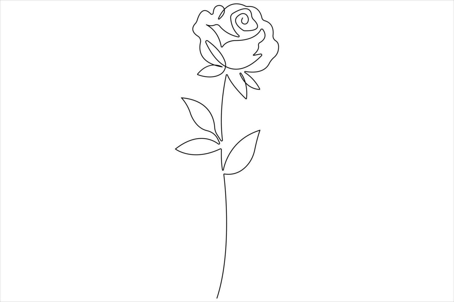 Rose flower continuous one line art drawing of outline illustration Rose day, valentine day concept vector
