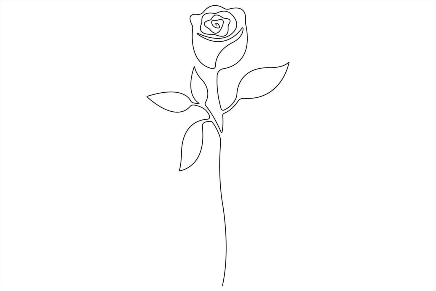 Rose flower continuous one line art drawing of outline illustration Rose day, valentine day concept vector
