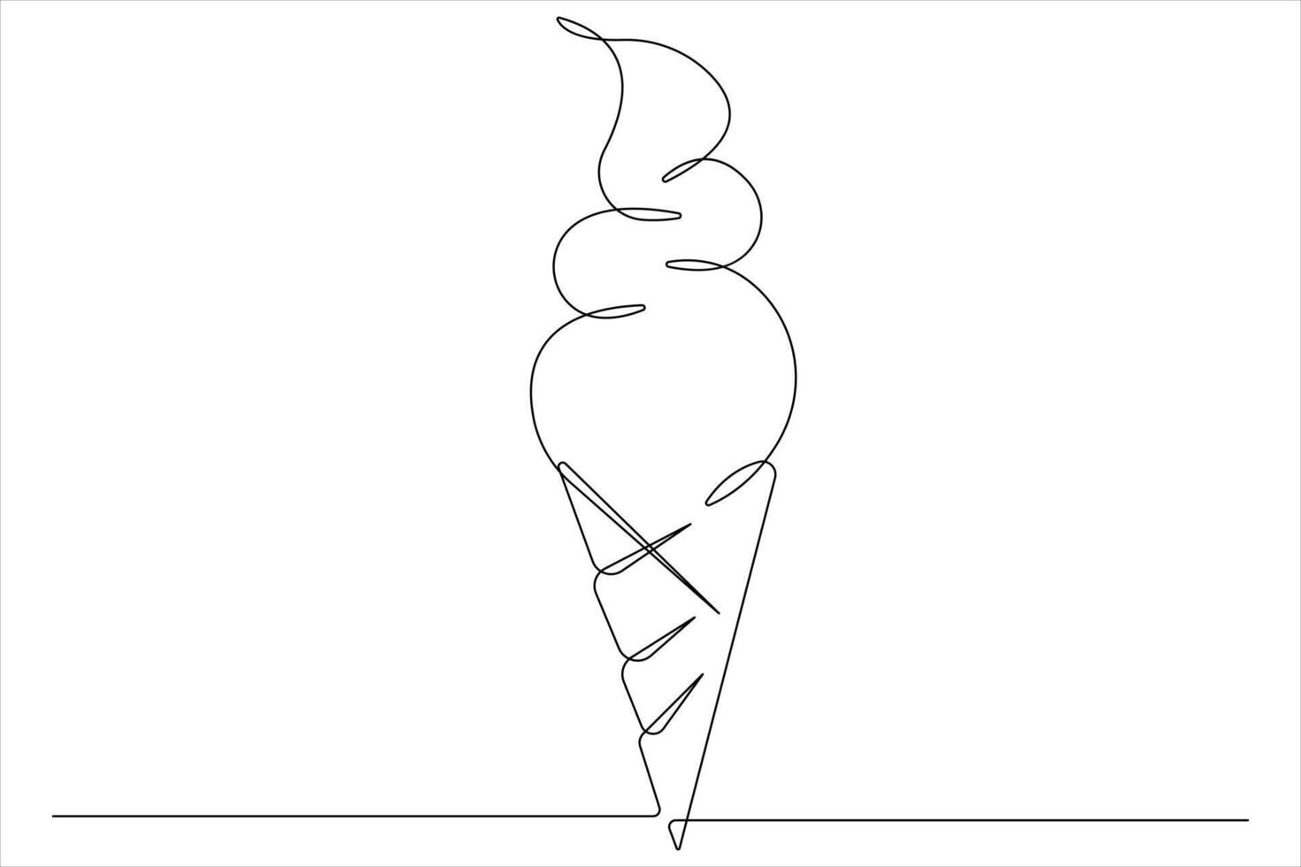 Continuous one line art drawing of delicious and cool fresh ice cream, minimalism design outline vector